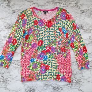 Talbots Floral Cardigan size XS  Colorful Floral Patterned Top